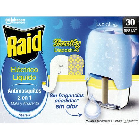 Raid Family Repellente Elettrico per Zanzare 1 pz + Liquido 45 Notti 1 pz