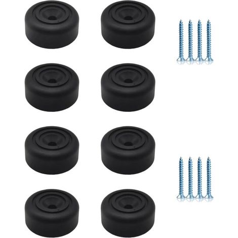 Schwarze Möbelfüße, 8 Stück, runde Möbelfüße Ø 33 x H 13 mm, Kunststoff-Schrankfüße, Möbelfüße für Sofa und Stühle mit 8 Schrauben