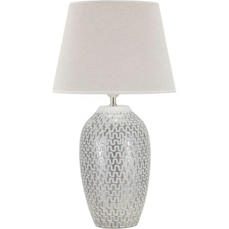 Lampada da tavolo in resina argento, Ø35x65 cm – Wave (1/5)