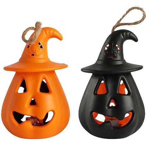 Lot de 2 lampes bougies citrouille pour décorations d'Halloween
