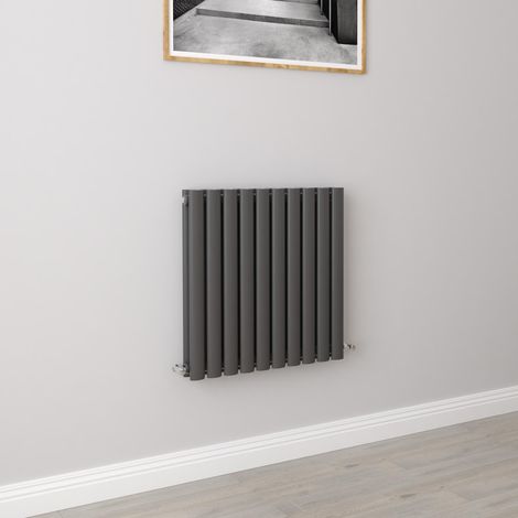AICA Oval Column Designer Radiator Central Heating Horizontal 600x590mm Double Anthracite