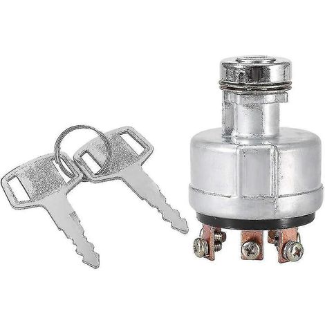 Interrupteur d'allumage avec pelle pour démarreur à 6 bornes, compatible avec les modèles Kobelco SK200-3, SK200-5 et SK120-5 (2 clés). (1/3)