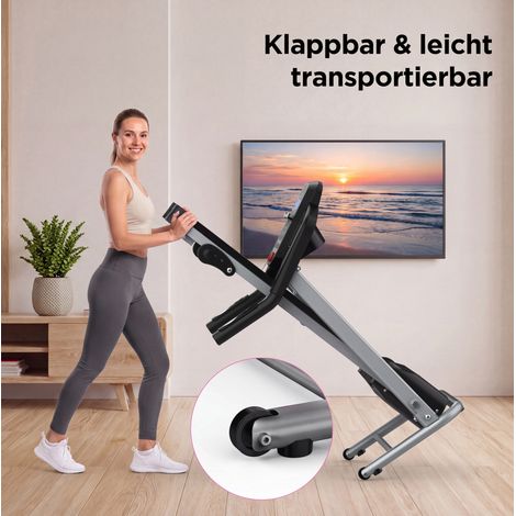 Cinta de correr plegable con asas, pantalla LED, negro y gris DESVIAE (1/5)