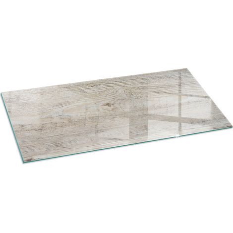Plaque en verre trempé décorative de protection de sol sous cheminée Texture bois clair 125x50 cm (1/5)