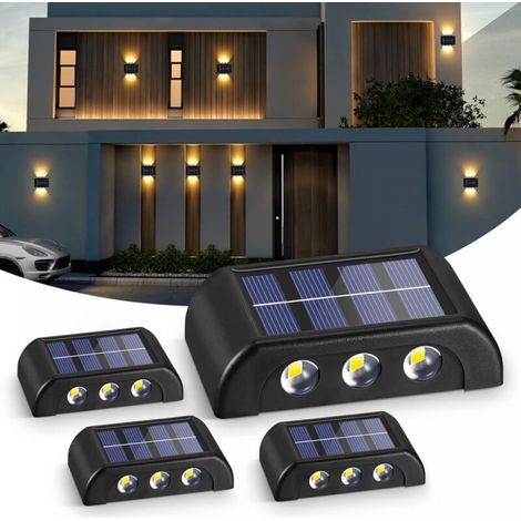 Solar Lights Outdoor, 4 Pack Solar Lights Outdoor Garden, Warm White Outdoor LED Wall Light IP65 Waterproof Solar Up and Down Lights for Garden Yard Patio Balcony Fence (1/5)