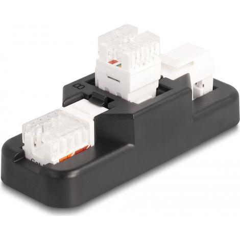 Delock Set Keystone LSA con soporte de clip RJ45 / RJ11 Cat.6 negro