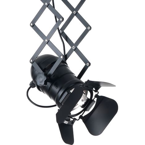 Lampadario a pantografo in alluminio nero opaco cm. Ø.12 x P.22