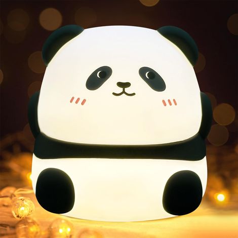 Veilleuse Bébé Panda 7 Couleurs Changeantes - Contrôle Tactile, Recharge USB, Lampe de Chevet Silicone Doux pour Enfant