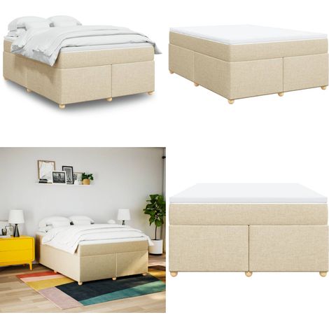 vidaXL Boxspringbett mit Matratze Creme 160x200 cm Stoff (1/5)