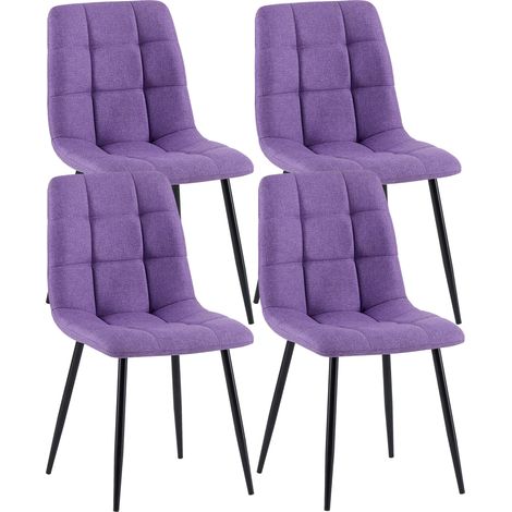 Lot de 4 chaises de salle à manger en tissu violet pieds métal noir design moderne et confortable CDS10414 (1/5)