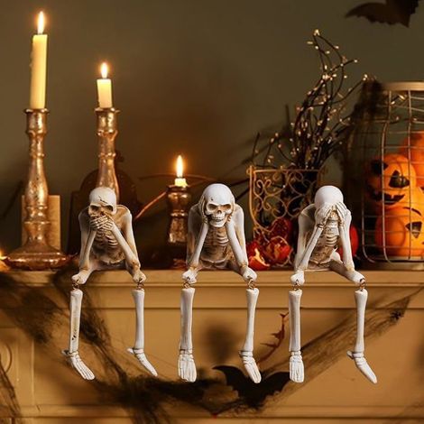 Décorations d'Halloween avec des squelettes décorations d'Halloween effrayantes. Veuillez ne pas regarder, écouter ni parler. (1/5)
