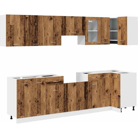 Maison Exclusive - Conjunto de armarios de cocina de 11 piezas "L