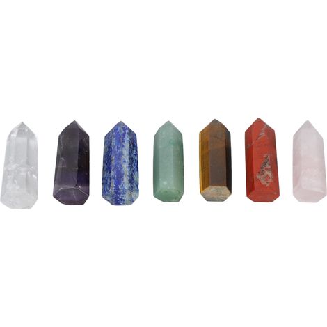 Ensemble de 7 baguettes de guérison portables pour la méditation et l'équilibrage des chakras, pierre énergétique, décoration intérieure, cadeau (1/5)