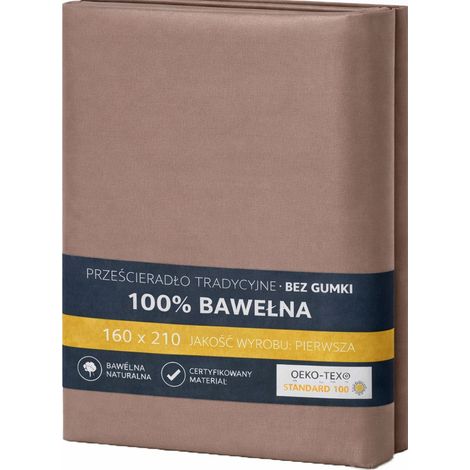 Sábana bajera ajustable 100% algodón 160x210 latte, cappuccino, beige, (1/5)