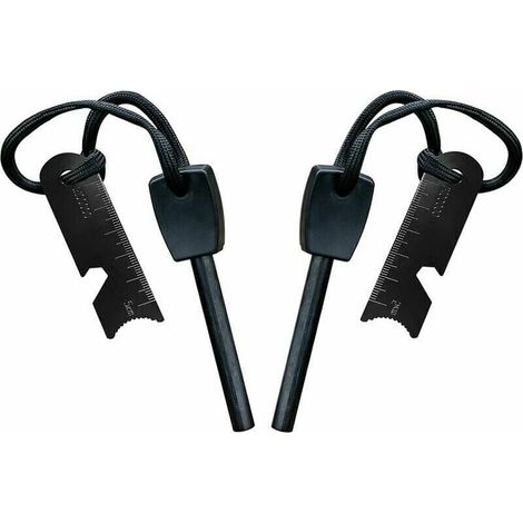 Pierre à Feu de Survie,Allume Feu avec Grattoir, Waterproof, 10,000 Etincelles à 3,000 Degrés, Barre 8 mm, Fire Steel en Magnesium - Fire Starter,Lanière de Cou,Grattoir Multi-Outils(2 pièces)