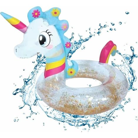 Anneau De Natation Gonflable Licorne pour Enfants,Anneau De Natation Gonflable, Bouée De Natation Gonflable, Fournitures De Piscine d'Été Et De Plage ( Blanche ) (1/5)