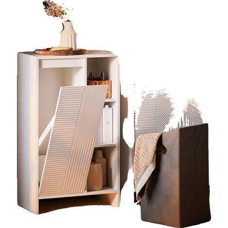 Armoire, Design Gain de Place, Étagère Réglable, BLANC (1/2)