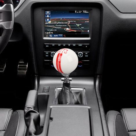 Schaltnadel im Shelby GT500-Stil mit Kugelgelenk, 6 Gängen und 3 Adaptern für Fahrzeuge mit Schaltgetriebe, Weiß/Rot (1/5)