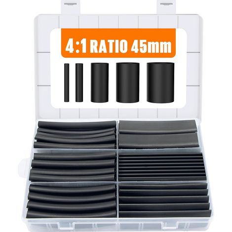 Kit Gaine Thermorétractable 45mm, 4:1 Tube Thermoretractable Noir (1/5)