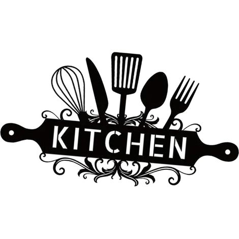Panneaux de décoration de cuisine, panneau de cuisine en métal, panneau de cuisine de ferme Décoration de ferme noire pour salle à manger et cuisine Charmante décoration d'art de campagne pour (1/5)