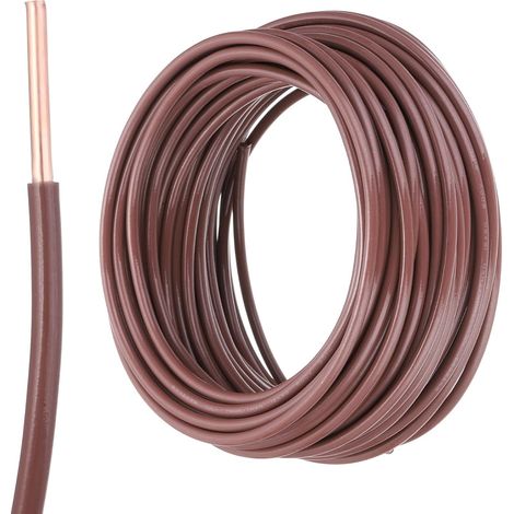 50 Pieds Fil Electrique Isolé Cuivre Solide 12 AWG Câble de Raccordement Fil THHN Résidentiel, Industriel, Mise à la Terre, Classé pour 600 Volts, Marron (1/5)