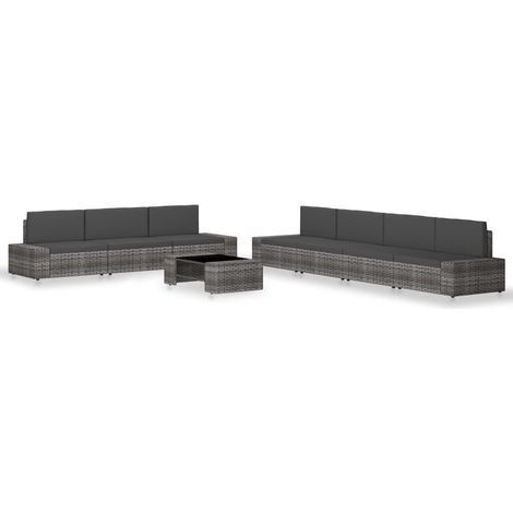Set di mobili da giardino mobili da esterno 8 pezzi in resina vimini grigio 020017883