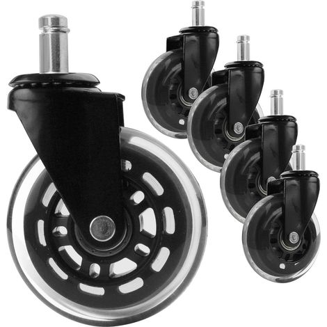 Rotelle per sedie da ufficio, 5 pezzi 11x22 mm, girevoli a 360 gradi, rotelle silenziose, rotelle di ricambio per sedie da ufficio, per moquette, piastrelle e pavimenti duri (1/5)