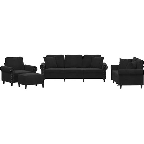 Maison Exclusive - Set di Divani 4 pz con Cuscini Nero in Velluto