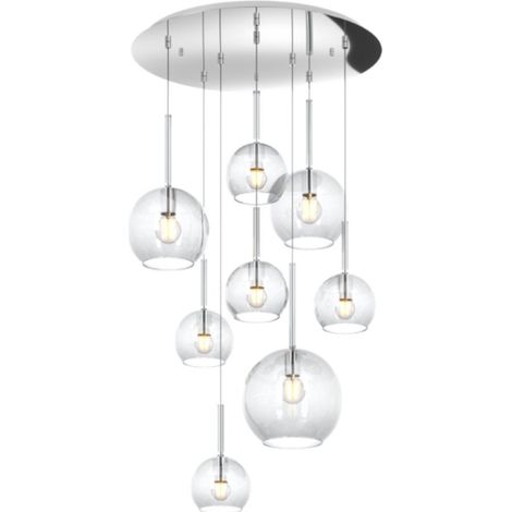 Plafoniera moderna top light future 1155 cr s8 tmix e27 led vetro pirex soffiato, vetro trasparente (1/5)