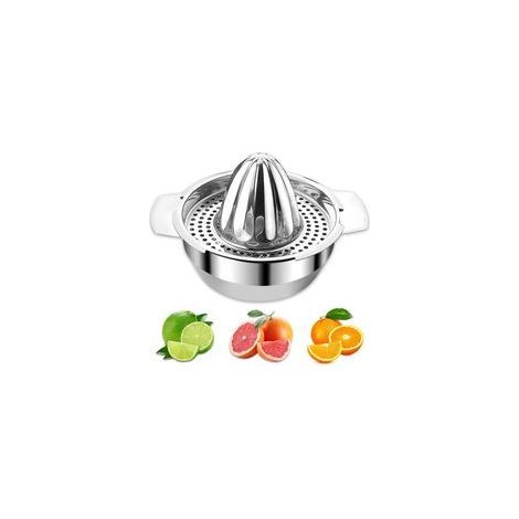 Spremiagrumi manuale in acciaio inox, spremiagrumi manuale per arance con contenitore, spremiagrumi manuale per limoni, arance e altri agrumi, lavabile in lavastoviglie (capacità: 450 ml) (1/5)