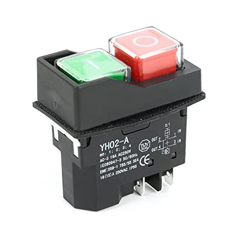 KJD17 Interrupteur électromagnétique, AC250 V 16 A, étanche, bouton magnétique, interrupteur de sécurité, interrupteur à bouton-poussoir, outil de démarrage magnétique (4 broches) (1/5)