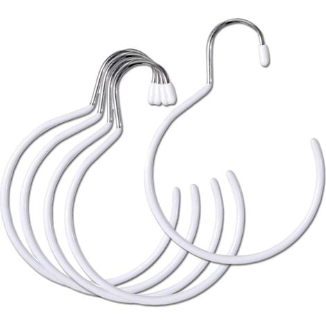 Cintre d'Écharpe Rond 5 Pièce Porte Ceintre Porte Foulard Porte Chapeau Cintre Cravate Porte Cravate Cintre Foulard Anneaux Rangement Foulard Crochets Anneaux Suspendus Porte Écharpe,Blanc (1/5)