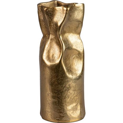 Vase en aluminium doré 14 x 13 x 35 cm
