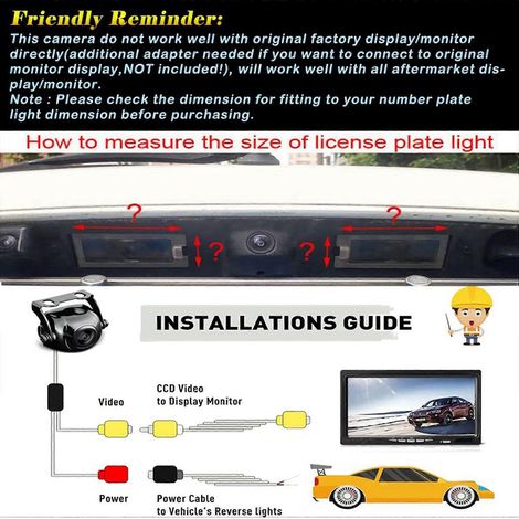 2x Rückfahrkamera für Autos, kompatibel mit Honda Civic EK FD, Accord, Pilot, Fit, Jazz und Acura TSX (1/5)