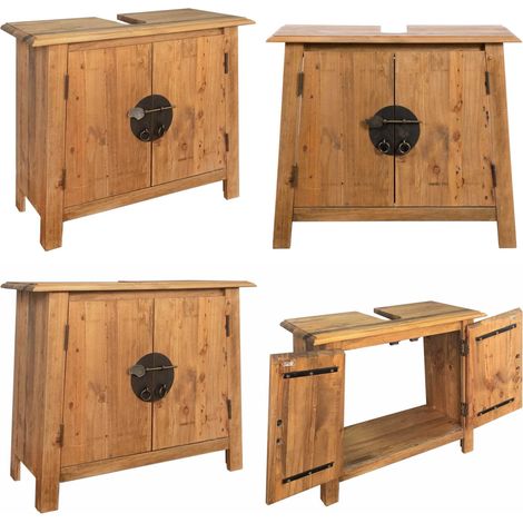 Badezimmer-Unterschrank Massivholz Kiefer 70x32x63 cm - Holzschreibtisch - Massivholzmöbel - Vintage Schreibtisch - Wohnzimmer Dekoration - Landhaus Stil - Home & Living