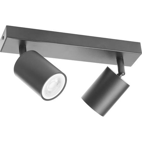 Spot Plafond GU10, Plafonnier 2 Spots Gris foncé Orientable Rotatif, Moderne Luminaire Plafonnier, Éclairage de Plafond Interieur pour Cuisine, Chambre, Salon, Couloir, Ampoule non Incluse (1/5)
