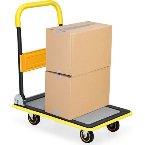 Folding Push Cart Dolly Moving Hand Truck Rolling Flatbed Platform Cart 150KG (1/5)