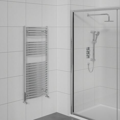 Curved Heated Towel Warmer Bathroom Radiator Chrome 1200x600mm (1/5)