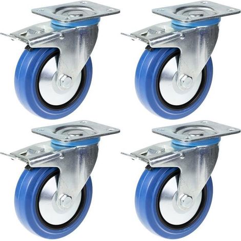 Drehrolle - PARNELLS - 125 mm - Blaugummi - Tragfähigkeit 800 kg - 4er-Pack