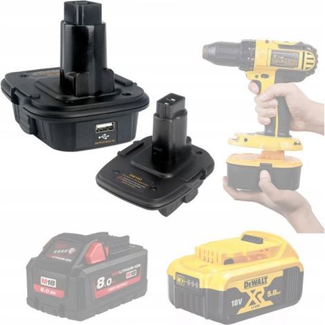 Adaptateur Batterie 18V - Compatible Dewalt DCB201 DCB203 et Milwaukee M18 - Pour Outils Sans Fil Dewalt Anciens - 1 Pièce (1/5)