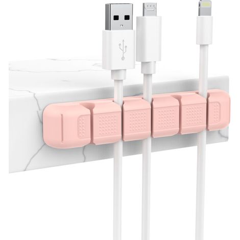 Schreibtisch-Organizer mit 5 Fächern für USB-Kabel (1 Stück, rosa), ideal für Zuhause, Büro und Auto. (1/5)