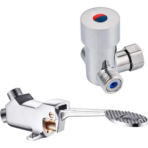 Valve à pédale en laiton pour robinets mains libres, eau froide et chaude (1/5)