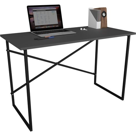 VCM Legno Metallo Scrivania Computer Tavolo Ufficio Scrivania Ufficio Ufficio Styl Insasi (Antracite) (1/2)