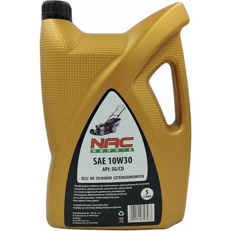 Olio motore 10W30 5L NAC per trattorino rasaerba a quattro tempi. (1/4)