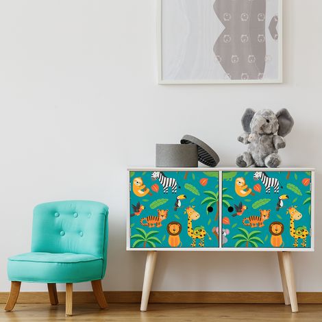 Sticker meuble enfant animaux tropicaux 40 x 60 cm (1/5)