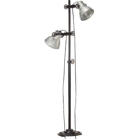 Maison Exclusive - Podlahová lampa se 2 svítidly stříbrná E27 litina (1/5)