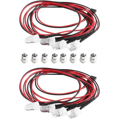 Phares pour voiture RC 3-9V, 2 blancs et 2 rouges, 8 mm (1/5)