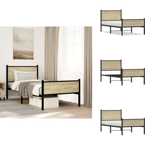 Cadre de lit en métal sans matelas chêne sonoma 80x200 cm - Cadre De Lit - Cadres De Lit - Lit Simple - Lit (1/5)