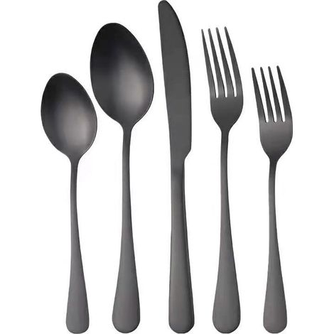 Couverts En Acier Inoxydable - Service De Table 5 Pièces - Fourchettes Cuillères Couteaux - Pour Maison Et Restaurant (1/5)