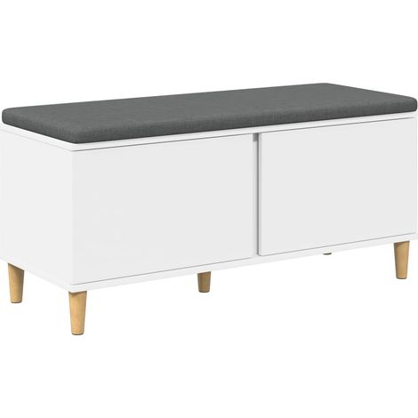 Banc d'entrée Blanc 100 x 38 x 46 cm Bois Ingénierie et Tissu